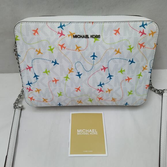 Michael Kors Jet Set Multicolor Leather Airplane Printed Crossbody Bag - NWT - Picture 5 of 14